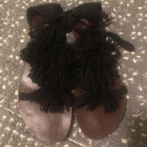 Cute black fringe sandals!